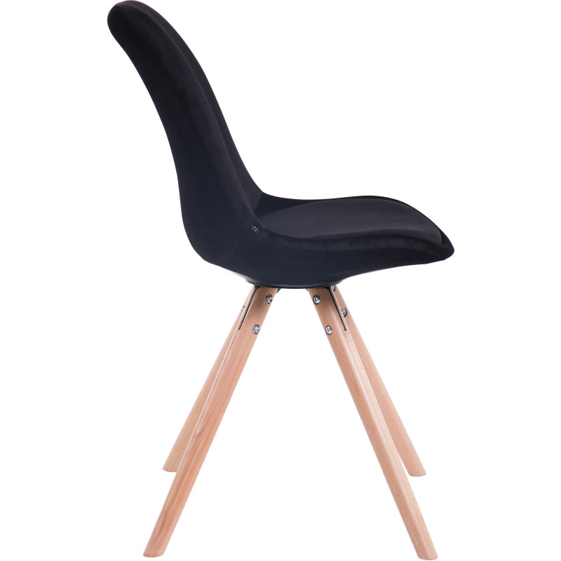 Chaise scandinave moderne en Velours Noir Bois Naturel Vynaria  - 3