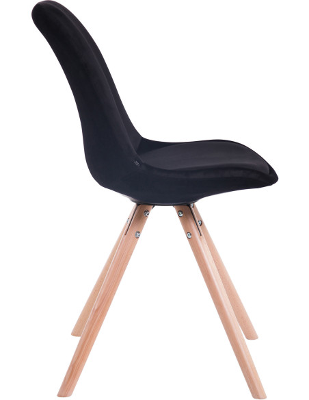 Chaise scandinave moderne en Velours Noir Bois Naturel Vynaria  - 3