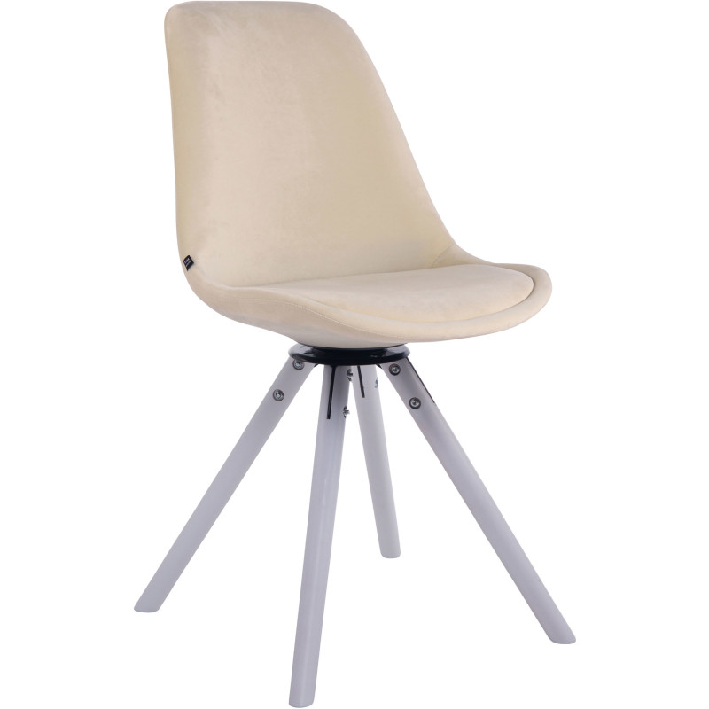 Chaise moderne pivotante en Velours Blanc crème Bois Blanc Myrisa - 1