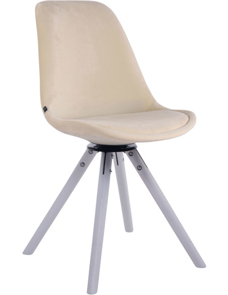 Chaise moderne pivotante en Velours Blanc crème Bois Blanc Myrisa - 1