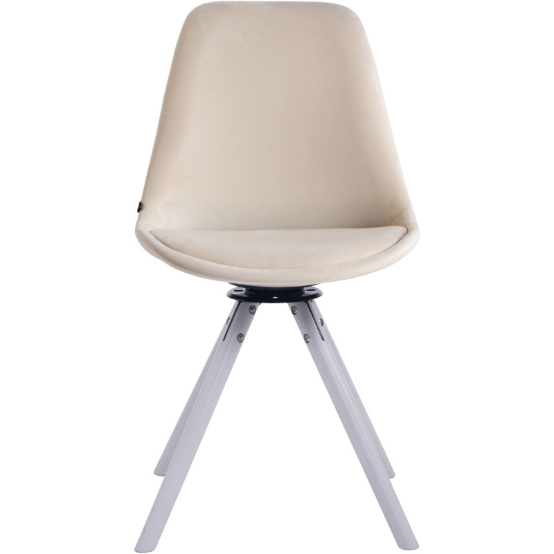 Chaise moderne pivotante en Velours Blanc crème Bois Blanc Myrisa - 2
