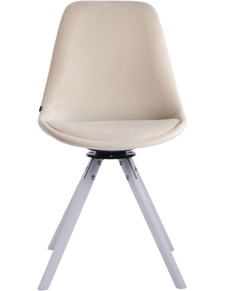 Chaise moderne pivotante en Velours Blanc crème Bois Blanc Myrisa - 2