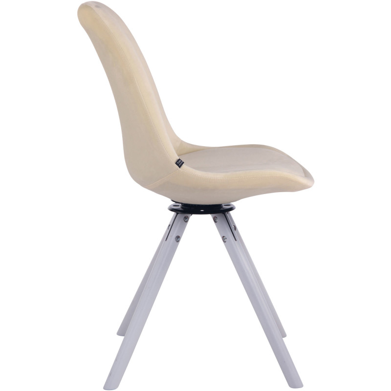 Chaise moderne pivotante en Velours Blanc crème Bois Blanc Myrisa - 3