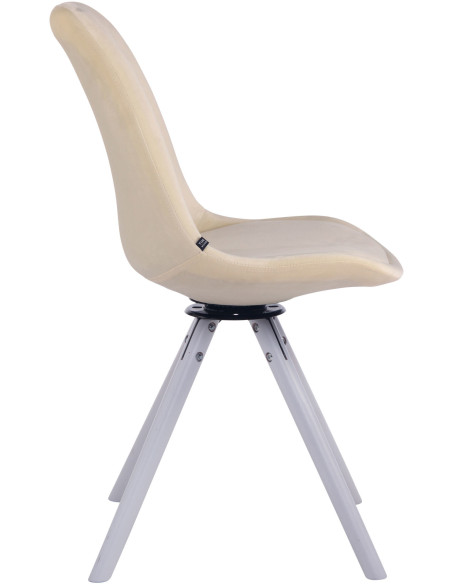Chaise moderne pivotante en Velours Blanc crème Bois Blanc Myrisa - 3