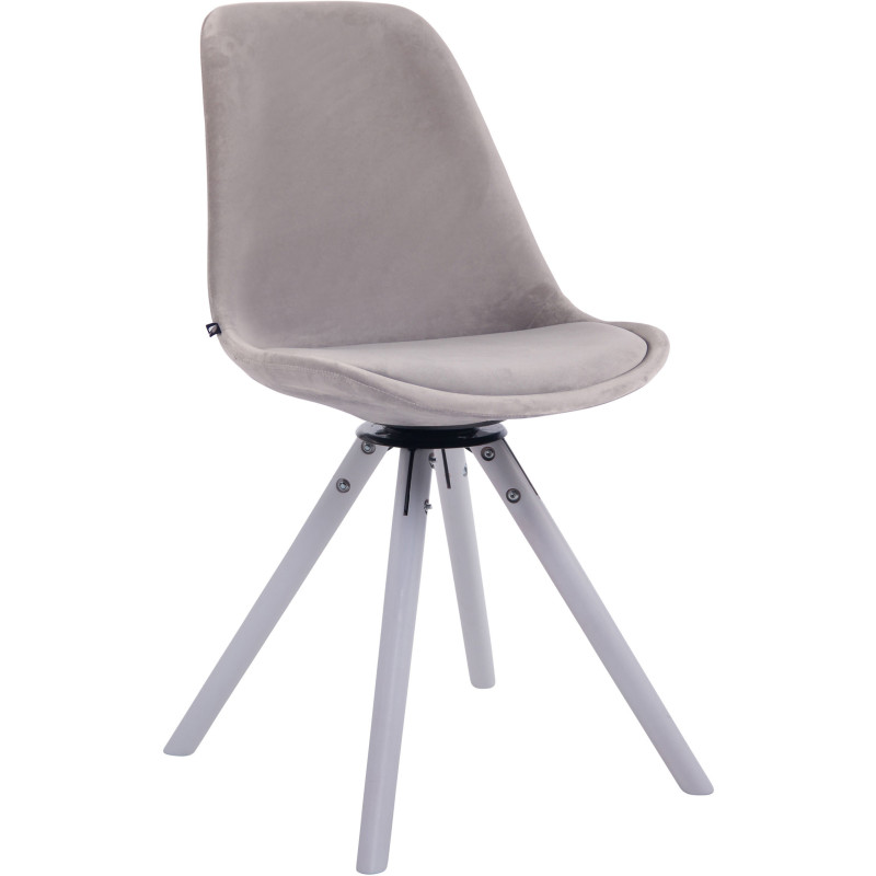 Chaise moderne pivotante en Velours Gris Bois Blanc Myrisa - 1