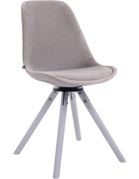 Chaise moderne pivotante en Velours Gris Bois Blanc Myrisa - 1