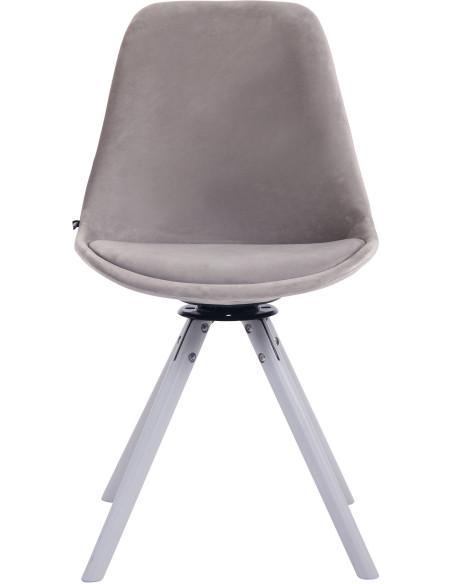 Chaise moderne pivotante en Velours Gris Bois Blanc Myrisa - 2