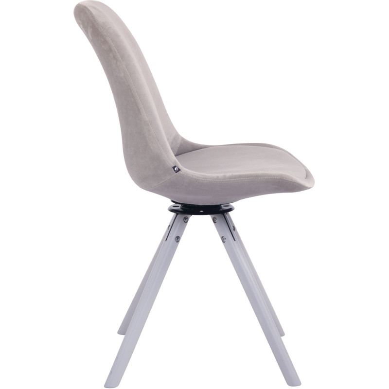 Chaise moderne pivotante en Velours Gris Bois Blanc Myrisa - 3
