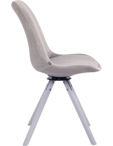 Chaise moderne pivotante en Velours Gris Bois Blanc Myrisa - 3