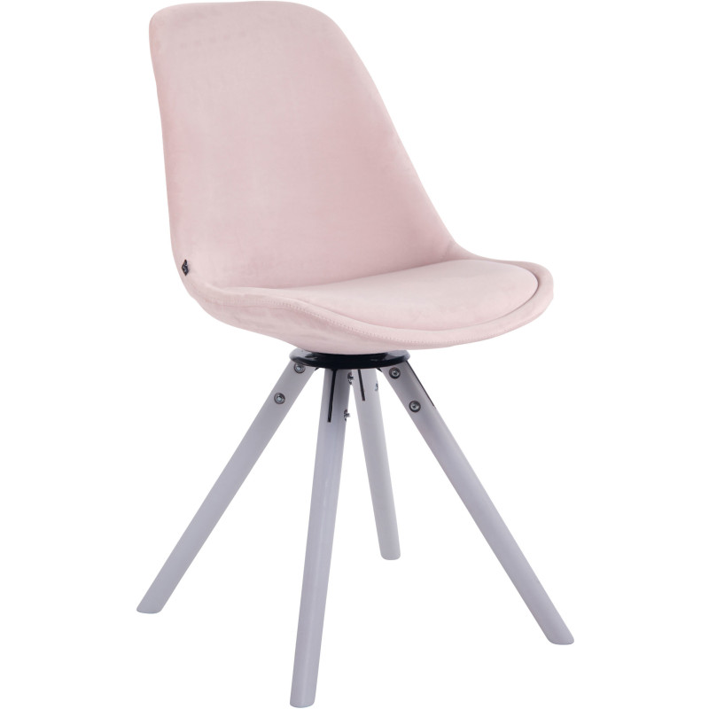 Chaise moderne pivotante en Velours Rose Bois Blanc Myrisa - 1