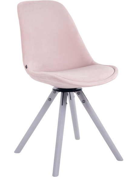 Chaise moderne pivotante en Velours Rose Bois Blanc Myrisa - 1