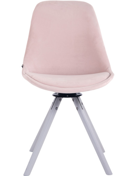 Chaise moderne pivotante en Velours Rose Bois Blanc Myrisa - 2