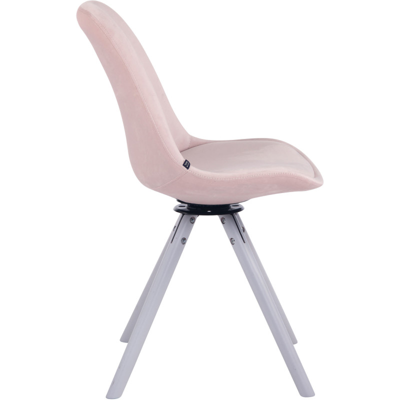 Chaise moderne pivotante en Velours Rose Bois Blanc Myrisa - 3