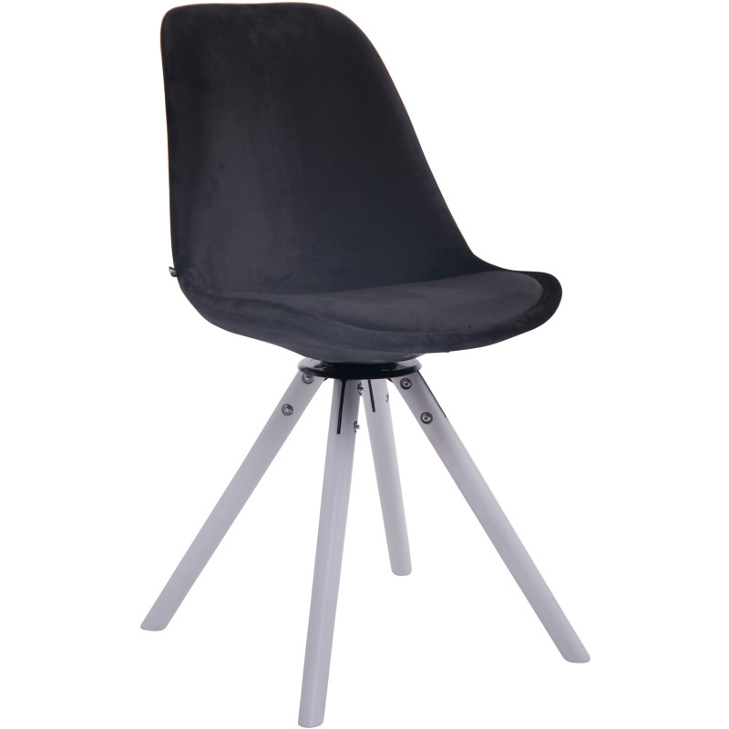 Chaise moderne pivotante en Velours Noir Bois Blanc Myrisa  - 1