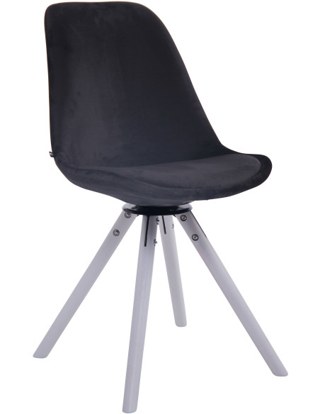 Chaise moderne pivotante en Velours Noir Bois Blanc Myrisa  - 1