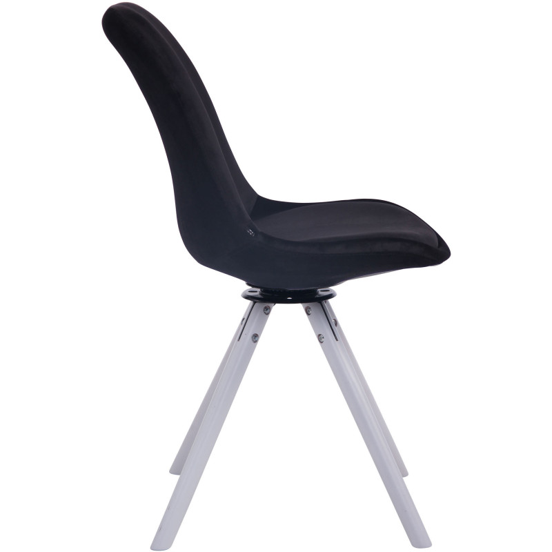 Chaise moderne pivotante en Velours Noir Bois Blanc Myrisa  - 3
