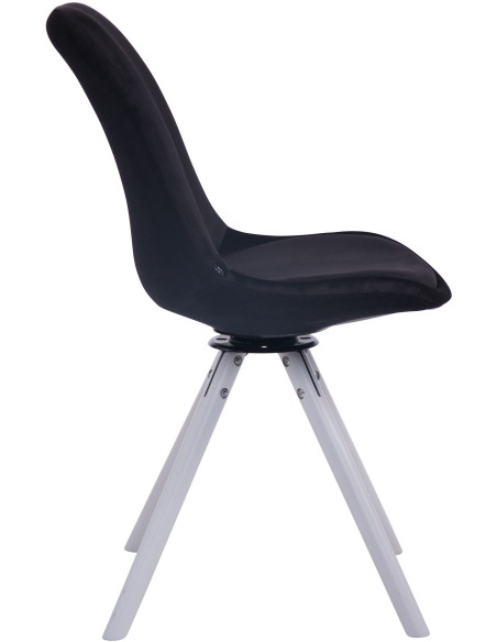 Chaise moderne pivotante en Velours Noir Bois Blanc Myrisa  - 3
