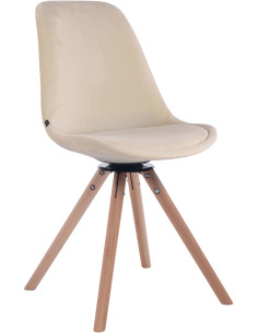Chaise moderne pivotante en Velours Blanc crème Bois Naturel Myrisa - 1