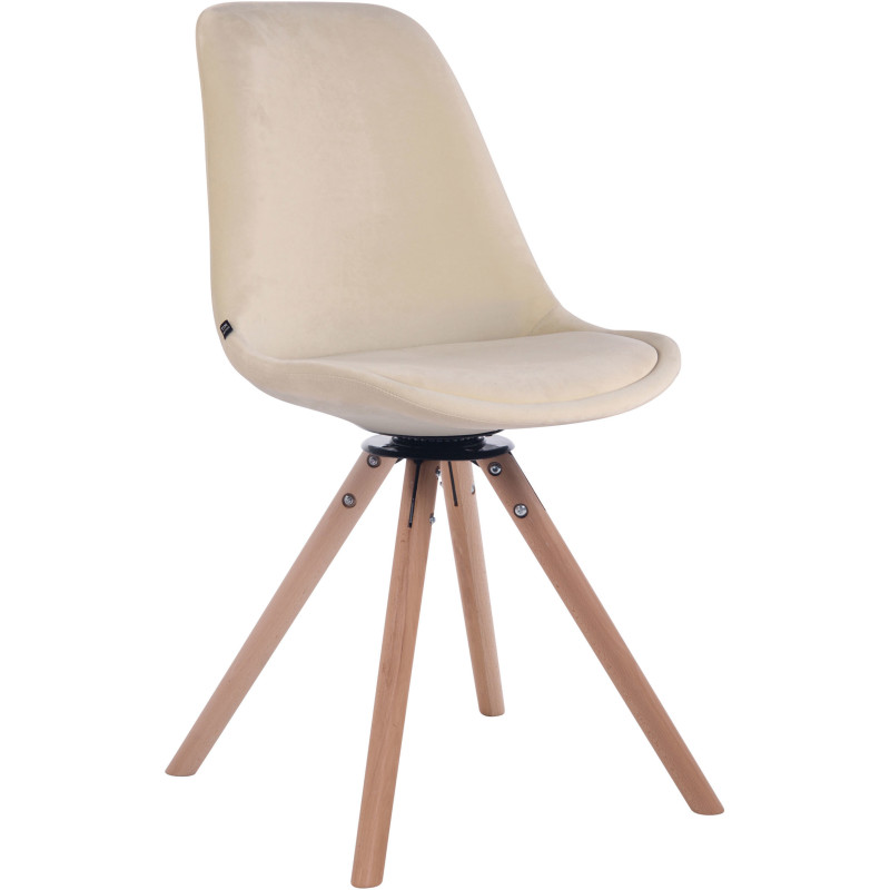 Chaise moderne pivotante en Velours Blanc crème Bois Naturel Myrisa - 1