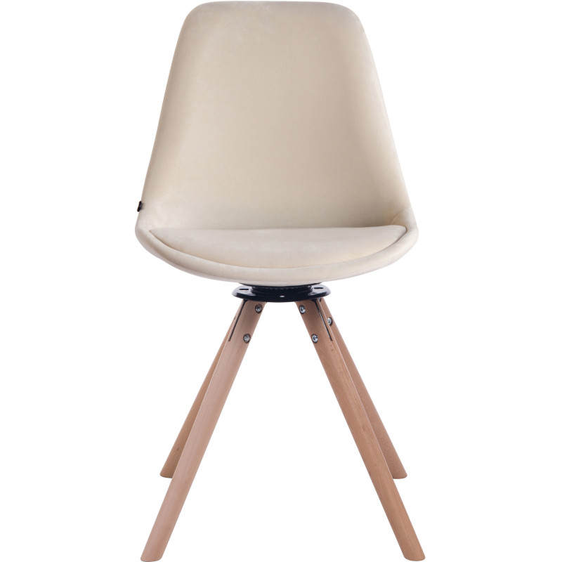 Chaise moderne pivotante en Velours Blanc crème Bois Naturel Myrisa - 2
