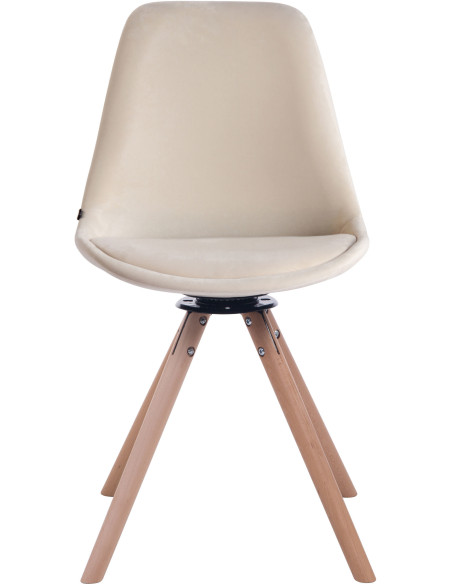 Chaise moderne pivotante en Velours Blanc crème Bois Naturel Myrisa - 2