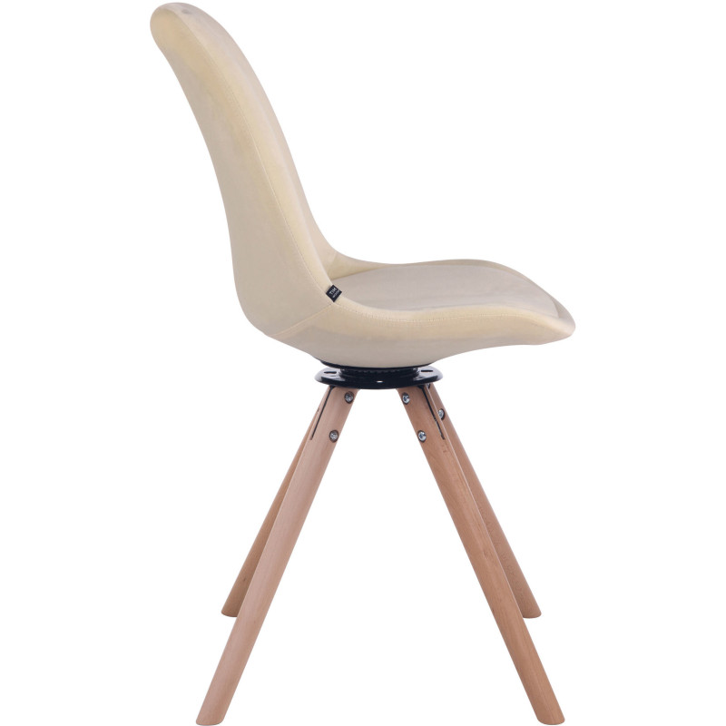 Chaise moderne pivotante en Velours Blanc crème Bois Naturel Myrisa - 3