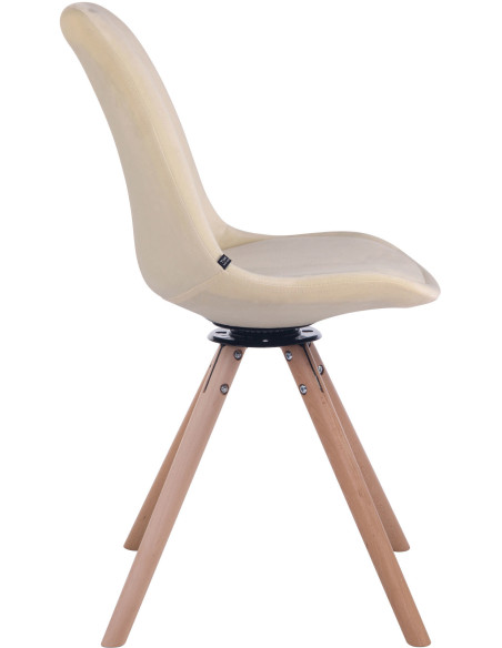 Chaise moderne pivotante en Velours Blanc crème Bois Naturel Myrisa - 3