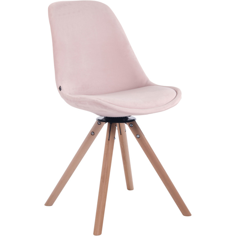 Chaise moderne pivotante en Velours Rose Bois Naturel Myrisa - 1