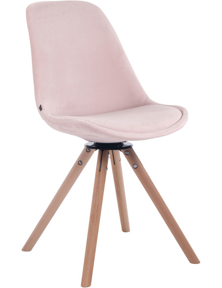 Chaise moderne pivotante en Velours Rose Bois Naturel Myrisa - 1