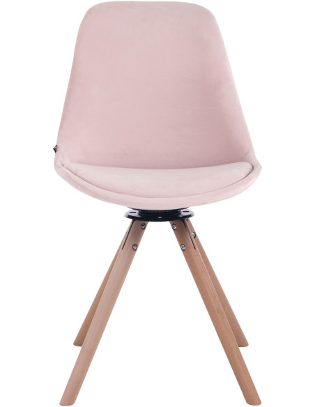Chaise moderne pivotante en Velours Rose Bois Naturel Myrisa - 2