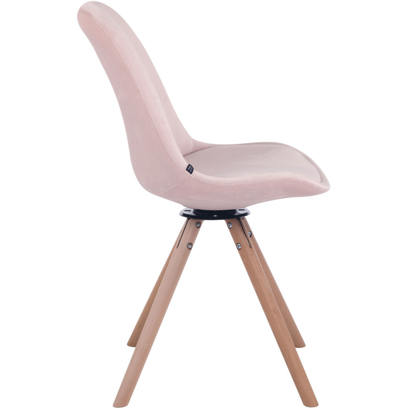 Chaise moderne pivotante en Velours Rose Bois Naturel Myrisa - 3