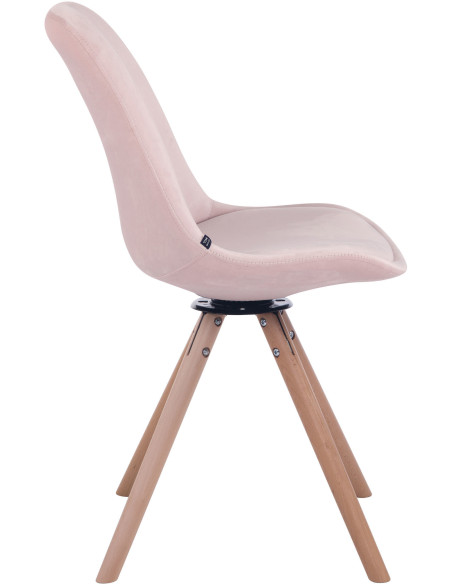 Chaise moderne pivotante en Velours Rose Bois Naturel Myrisa - 3