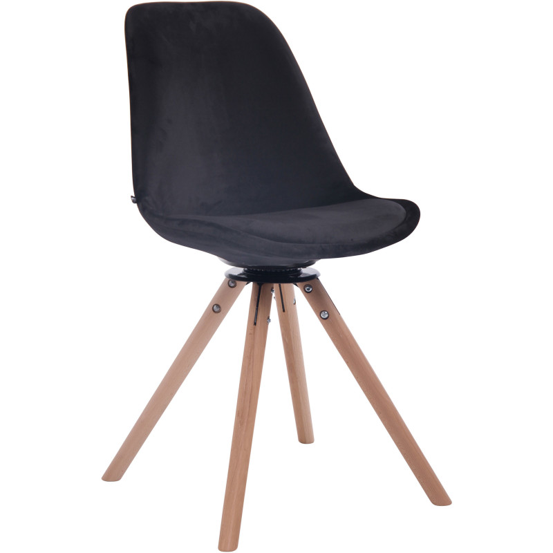 Chaise moderne pivotante en Velours Noir Bois Naturel Myrisa  - 1