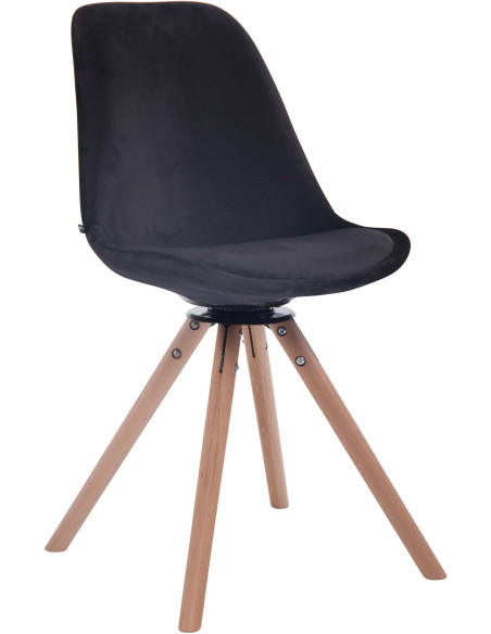 Chaise moderne pivotante en Velours Noir Bois Naturel Myrisa  - 1