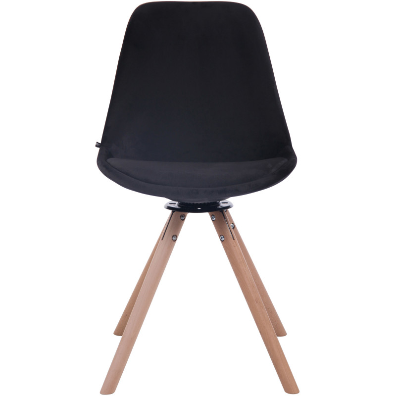 Chaise moderne pivotante en Velours Noir Bois Naturel Myrisa  - 2