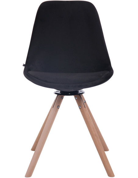 Chaise moderne pivotante en Velours Noir Bois Naturel Myrisa  - 2