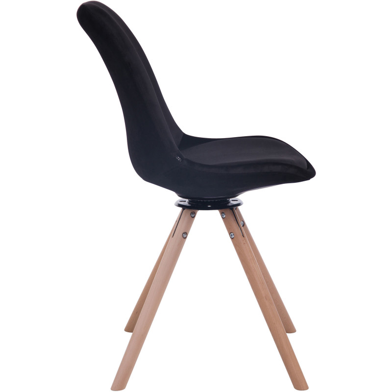 Chaise moderne pivotante en Velours Noir Bois Naturel Myrisa  - 3
