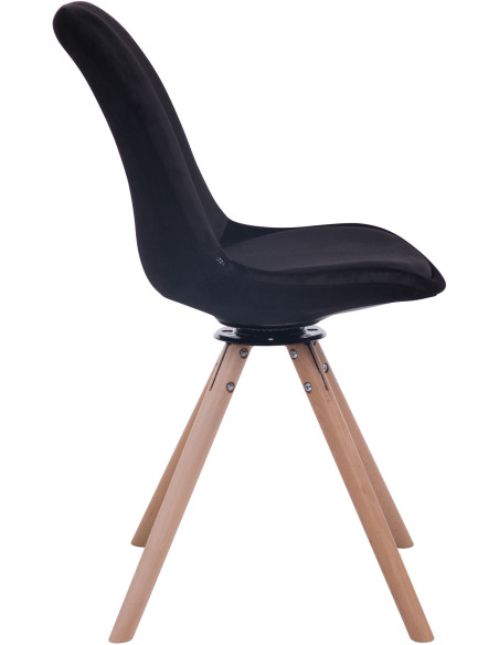 Chaise moderne pivotante en Velours Noir Bois Naturel Myrisa  - 3
