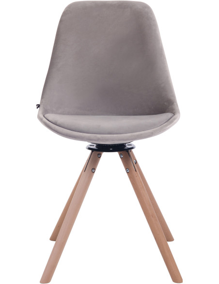 Chaise moderne pivotante en Velours Gris Bois Naturel Myrisa - 2