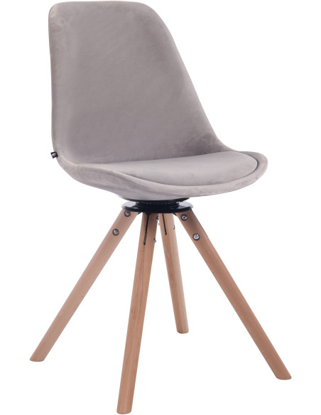 Chaise moderne pivotante en Velours Gris Bois Naturel Myrisa - 1