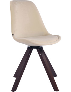 Chaise moderne pivotante en Velours Blanc crème Bois Marron foncé Fenara - 1
