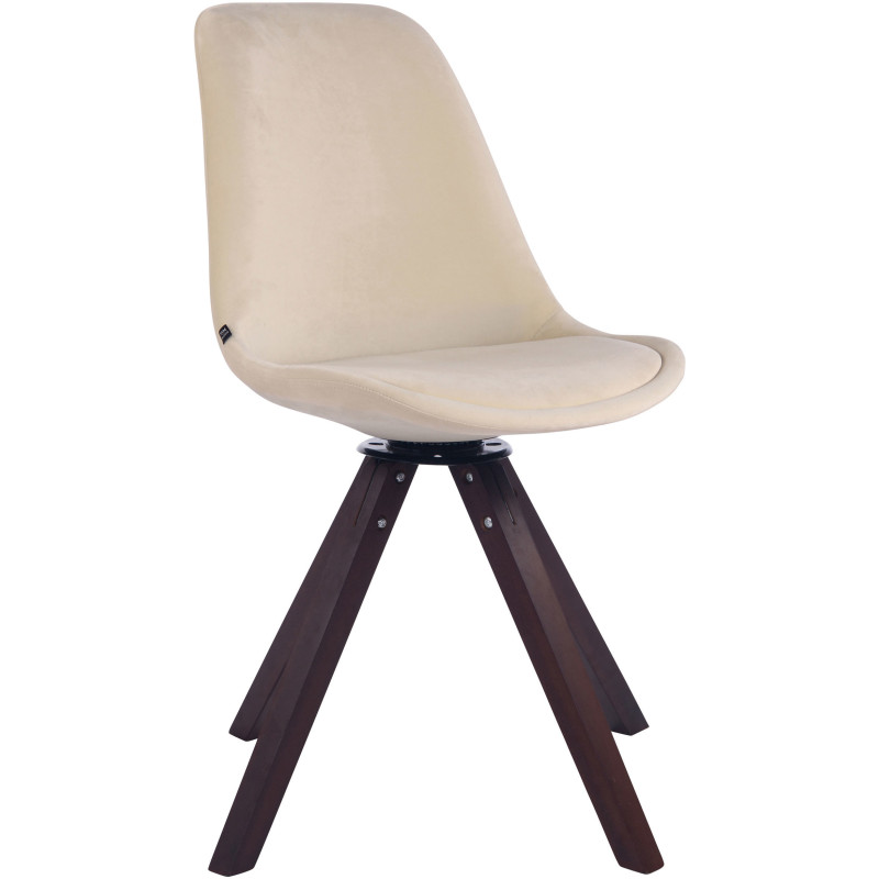 Chaise moderne pivotante en Velours Blanc crème Bois Marron foncé Fenara - 1