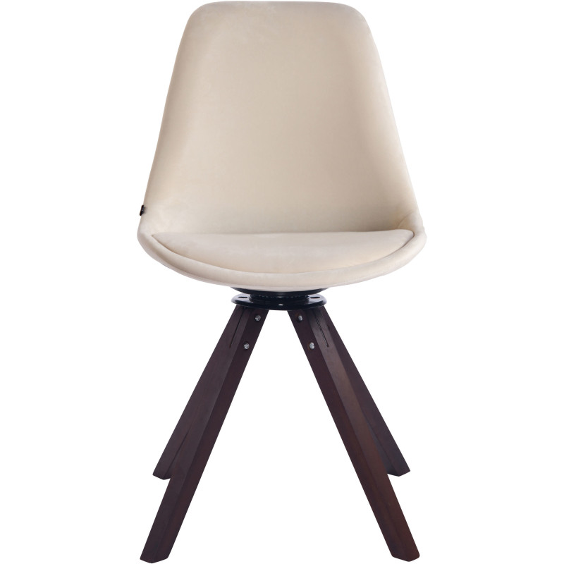Chaise moderne pivotante en Velours Blanc crème Bois Marron foncé Fenara - 2