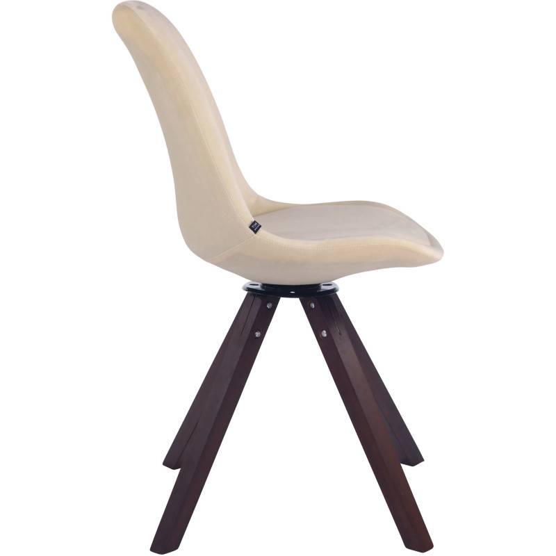 Chaise moderne pivotante en Velours Blanc crème Bois Marron foncé Fenara - 3