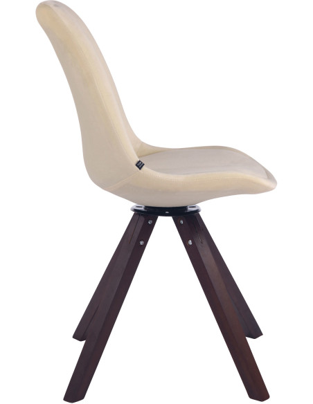 Chaise moderne pivotante en Velours Blanc crème Bois Marron foncé Fenara - 3