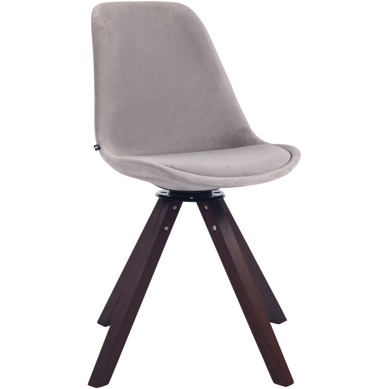 Chaise moderne pivotante en Velours Gris Bois Marron foncé Fenara - 1