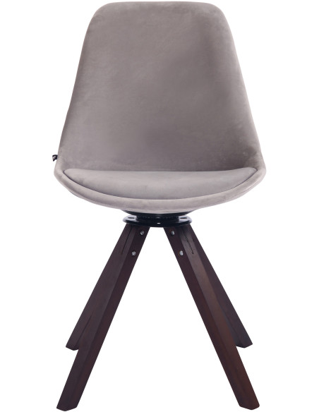 Chaise moderne pivotante en Velours Gris Bois Marron foncé Fenara - 2