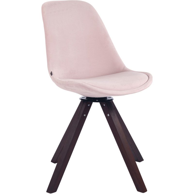 Chaise moderne pivotante en Velours Rose Bois Marron foncé Fenara - 1