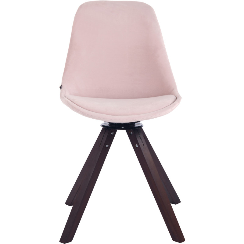 Chaise moderne pivotante en Velours Rose Bois Marron foncé Fenara - 2