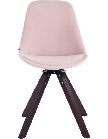 Chaise moderne pivotante en Velours Rose Bois Marron foncé Fenara - 2